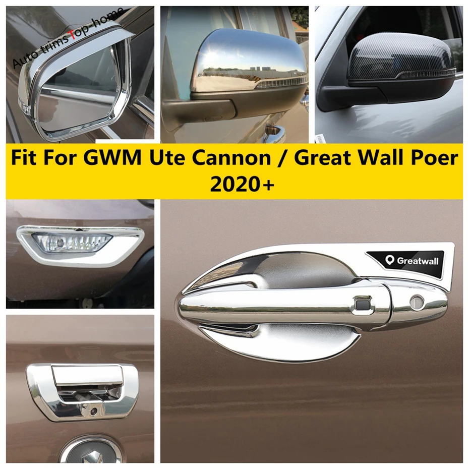 

Rearview Mirror Rain Eyebrow Front Fog Light Handle Bowl Cover Trim Accessories For GWM Ute Cannon / Great Wall Poer 2020 - 2022