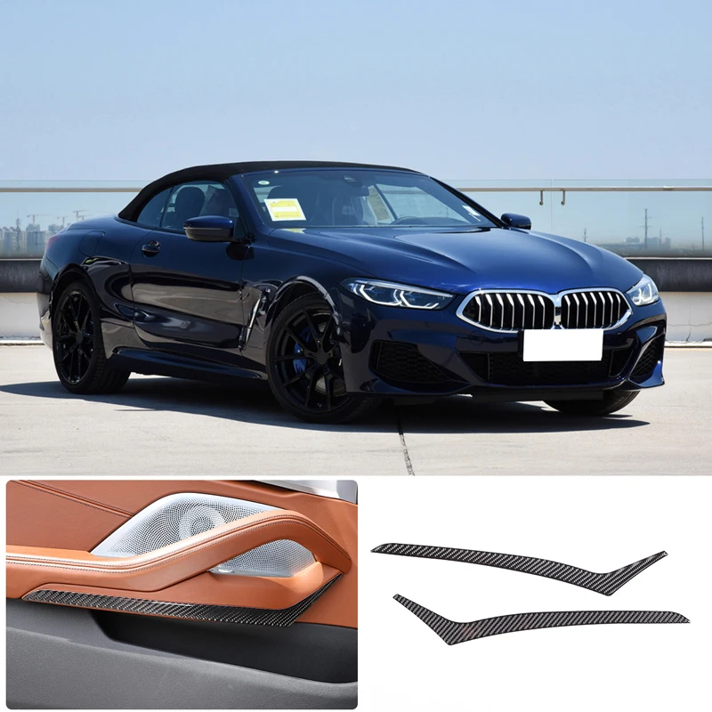 For BMW 8 Series G14 G15 G16 2019-2023 Carbon Fiber Car Inner Door Armrest Handle Cover Trim Sticker Car Accessories