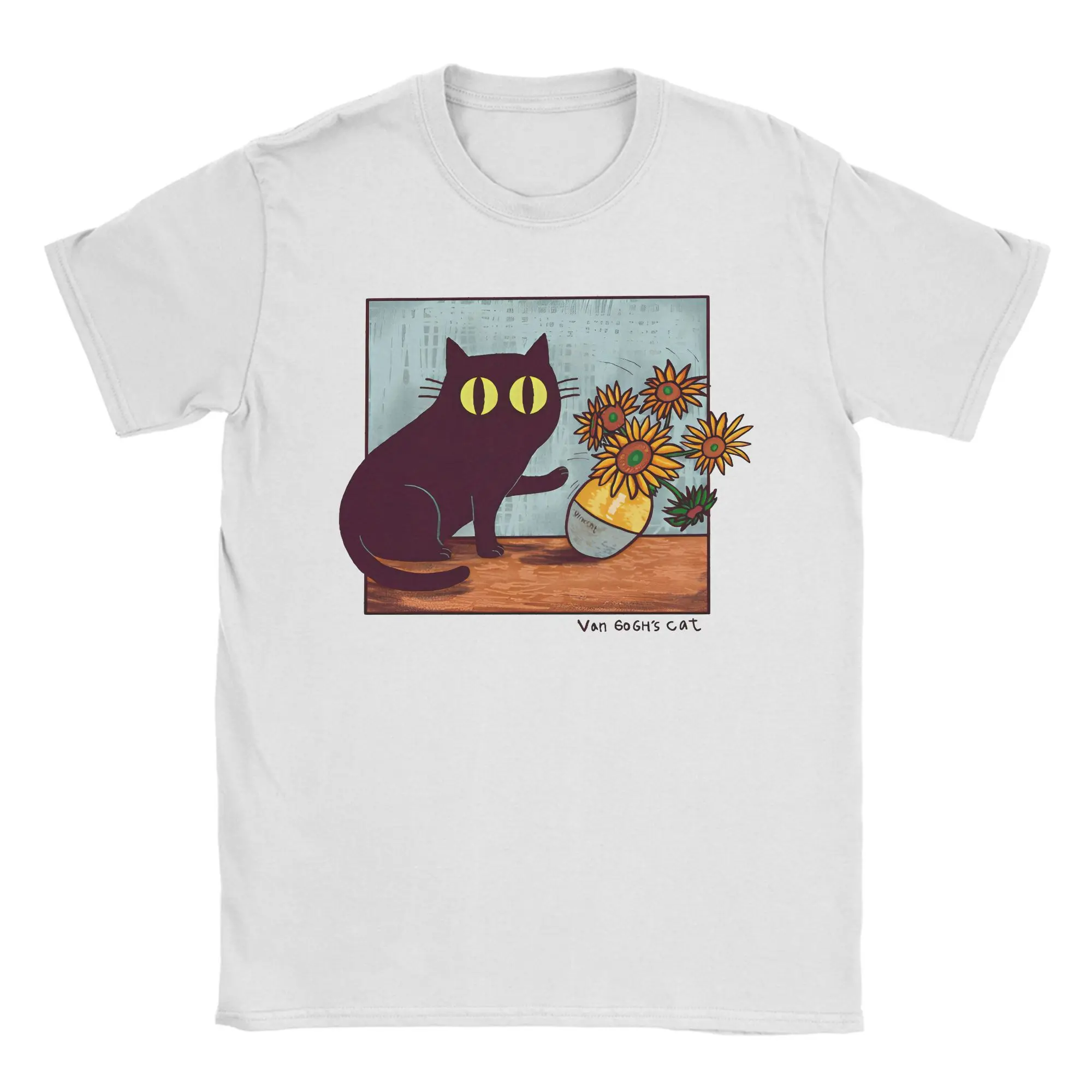 Van Gogh Cat T Shirt Summer  Awesome T-Shirts Cotton Popular Tee Shirt For Mens Short-Sleeved Casual Top Tees