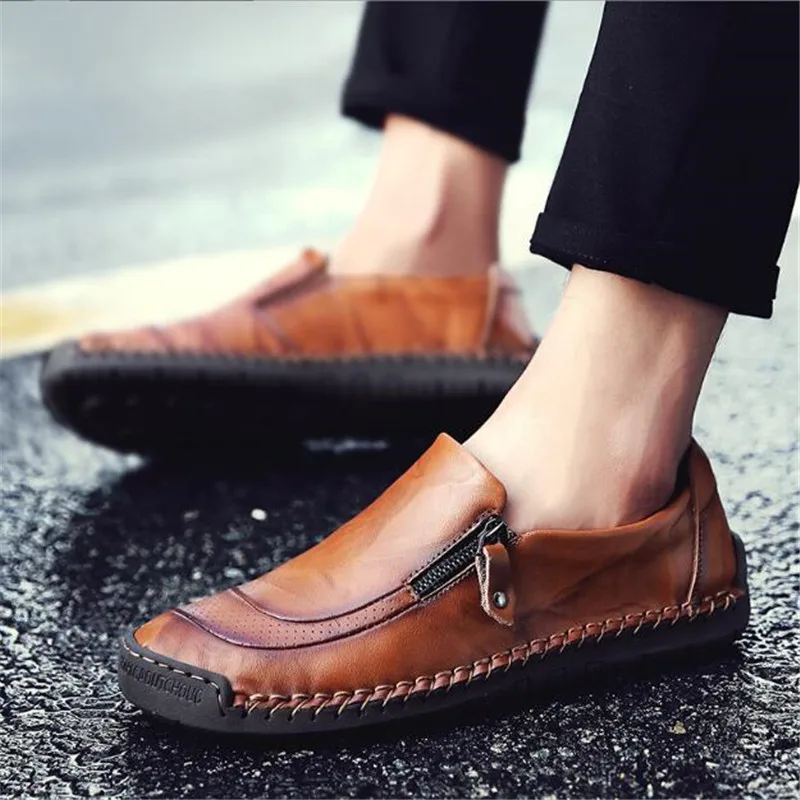 Heren Casual Schoenen Mode Sneakers Echt Lederen Heren Loafers Mocassins Zacht Ademende Rijschoenen Outdoor Wandelschoenen