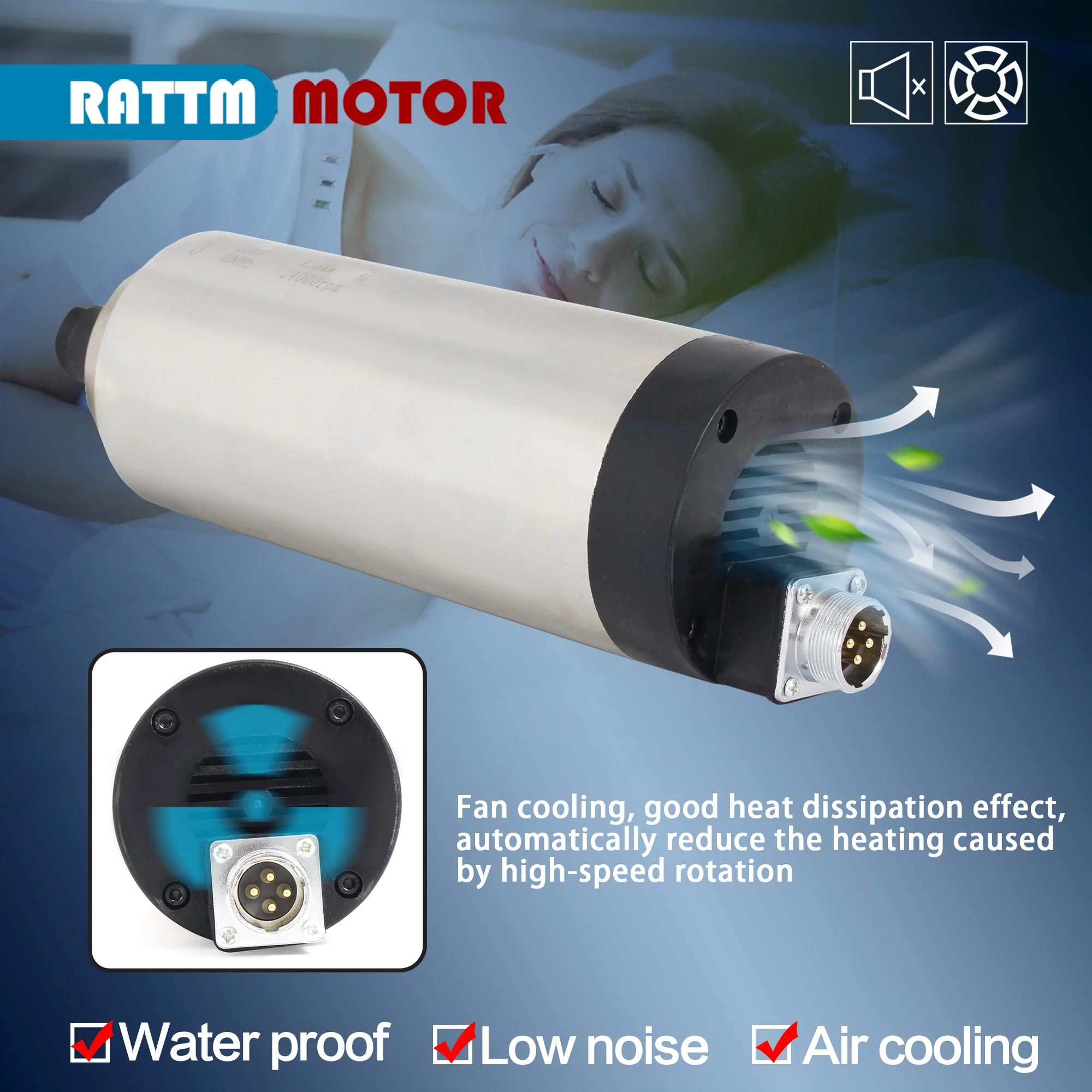 Imagem -04 - Motor do Eixo Refrigerado a ar com Quatro Rolamentos Er16 Pinça Roteador Cnc Gravador Conversores de Freqüência 220v 1.5kw