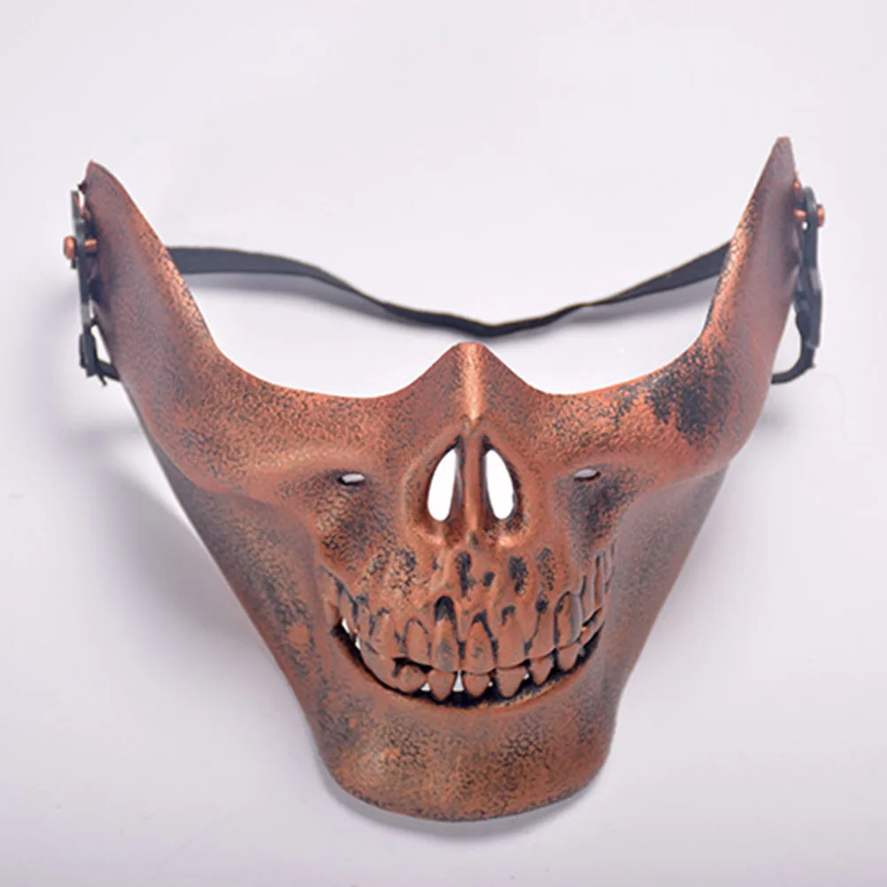 

3 pcs Half Face Mask Masquerade Costume Party Halloween Scary Skull Mask Set Gold Silver Brass Adjustable