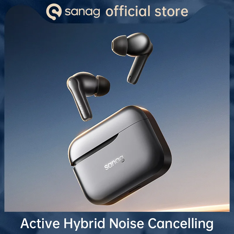 Sanag T85 ANC Wireless Bluetooth Earphone 6 Mic -48dB Active Hybrid Noise Cancelling Headphones ENC HD Call Ear buds TWS Earbuds