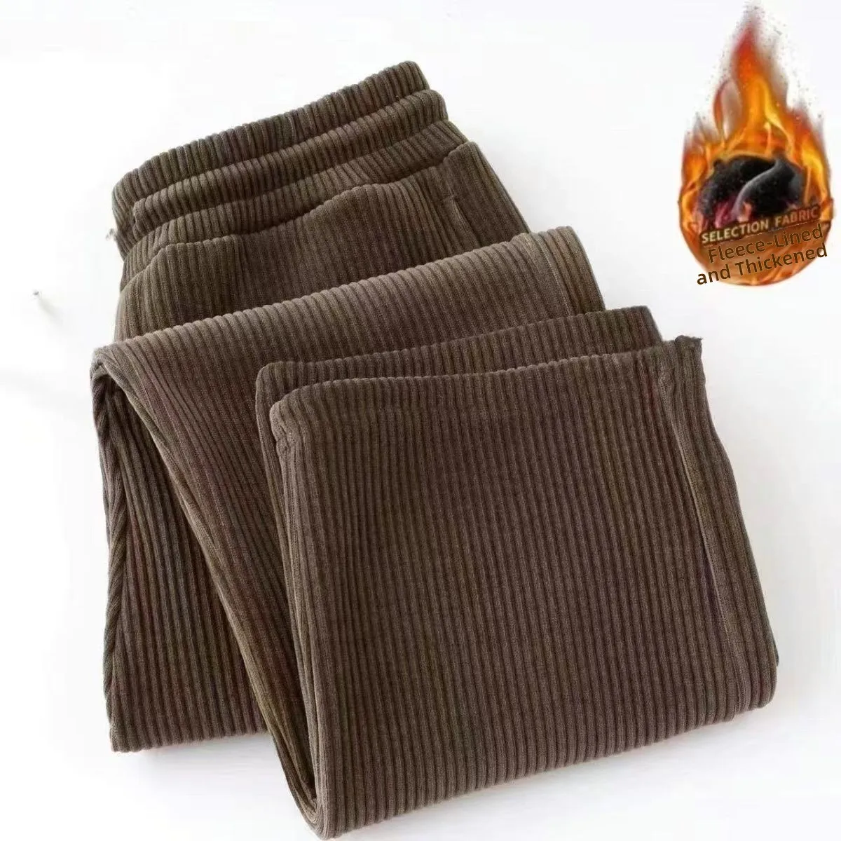 

Retro Warm Casual Men's Long Pants 2025 Autumn Winter Fashion Simple Color Fleece Straight Leg Pants Trendy Youth Style