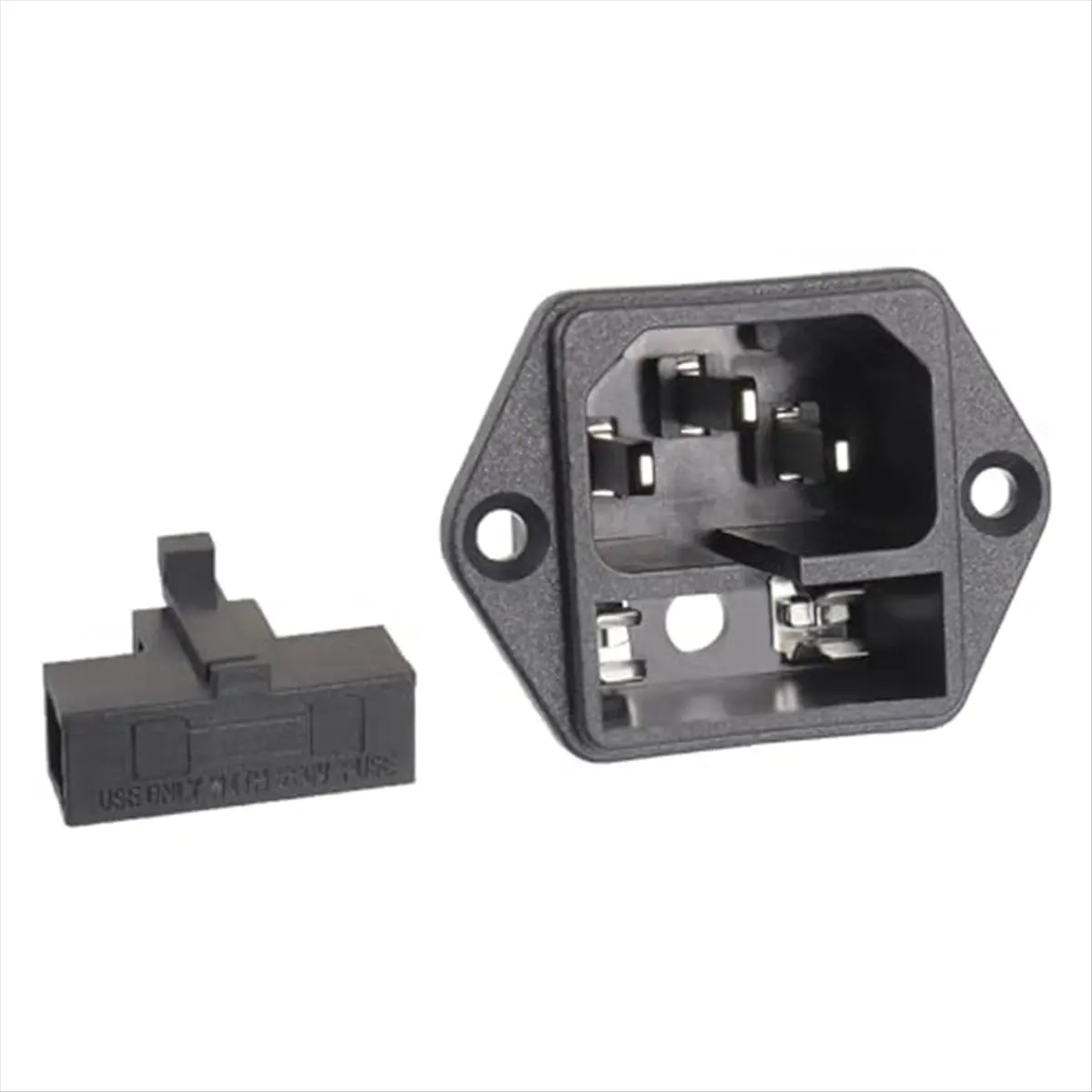 (ABGQ) AC 250V 10A 2 in 1 Mount Inlet Module Plug Socket Power Entry Connector Male Blades with 10A Fuse(Pack of 6Pcs)