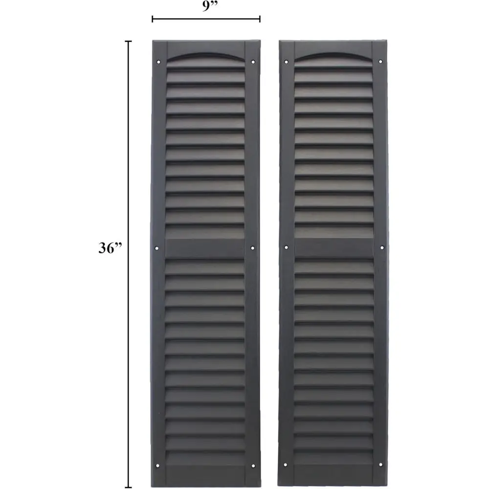 Black 9 x 36 Louvered Shed and Playhouse Shutters, Sold in Pairs
