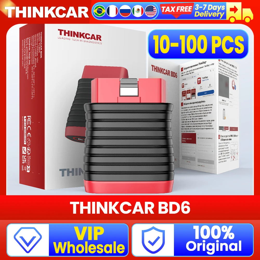 

VIP Wholesale 10-100 PCS THINKCAR BD6 Full System 5 Reset Free For All Car Bluetooth Scanner Car Diagnostic Tool OBD Code Reader