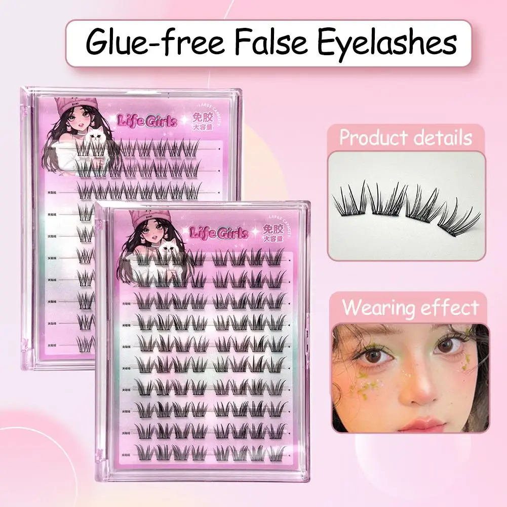 Clusters de cils sans colle, Extensions de cils à pointes, volants obliques, faux produits, maquillage de style renard W N9S7