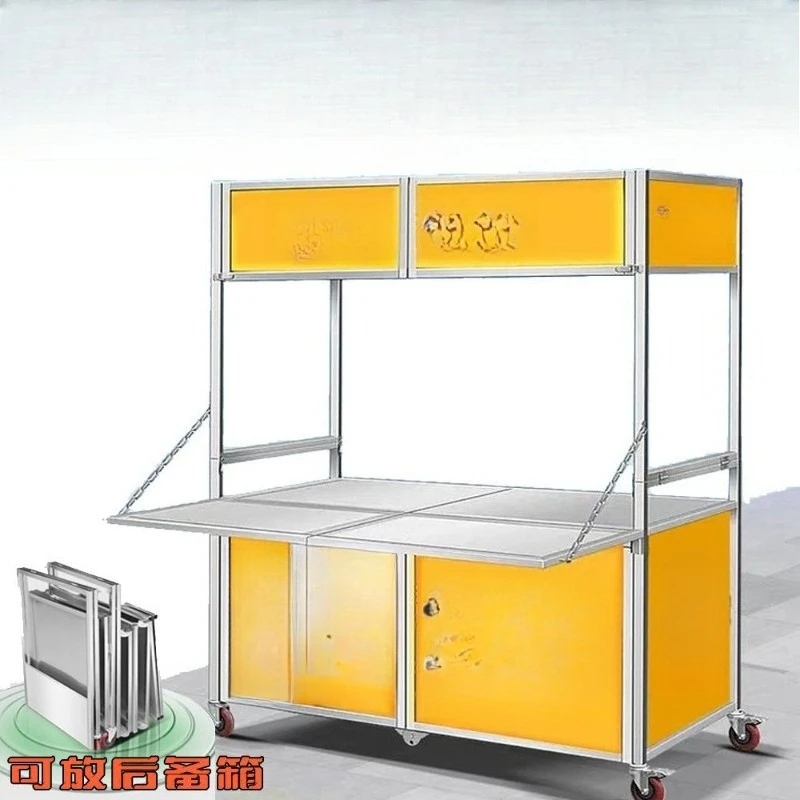 custom.New Stainless Steel Foldable Food Cart  Outdoor/ Market Stalls Displays Vending Cart Portable Utility Trolley Heavy Duty