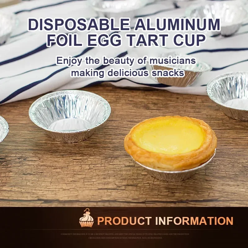 50/100Pcs Reusable Aluminum Foil Baking Cups Egg Tart Pan Cupcake Case Tar Cake Mold Bakewares with Tin Barbecue Seasoning Cup