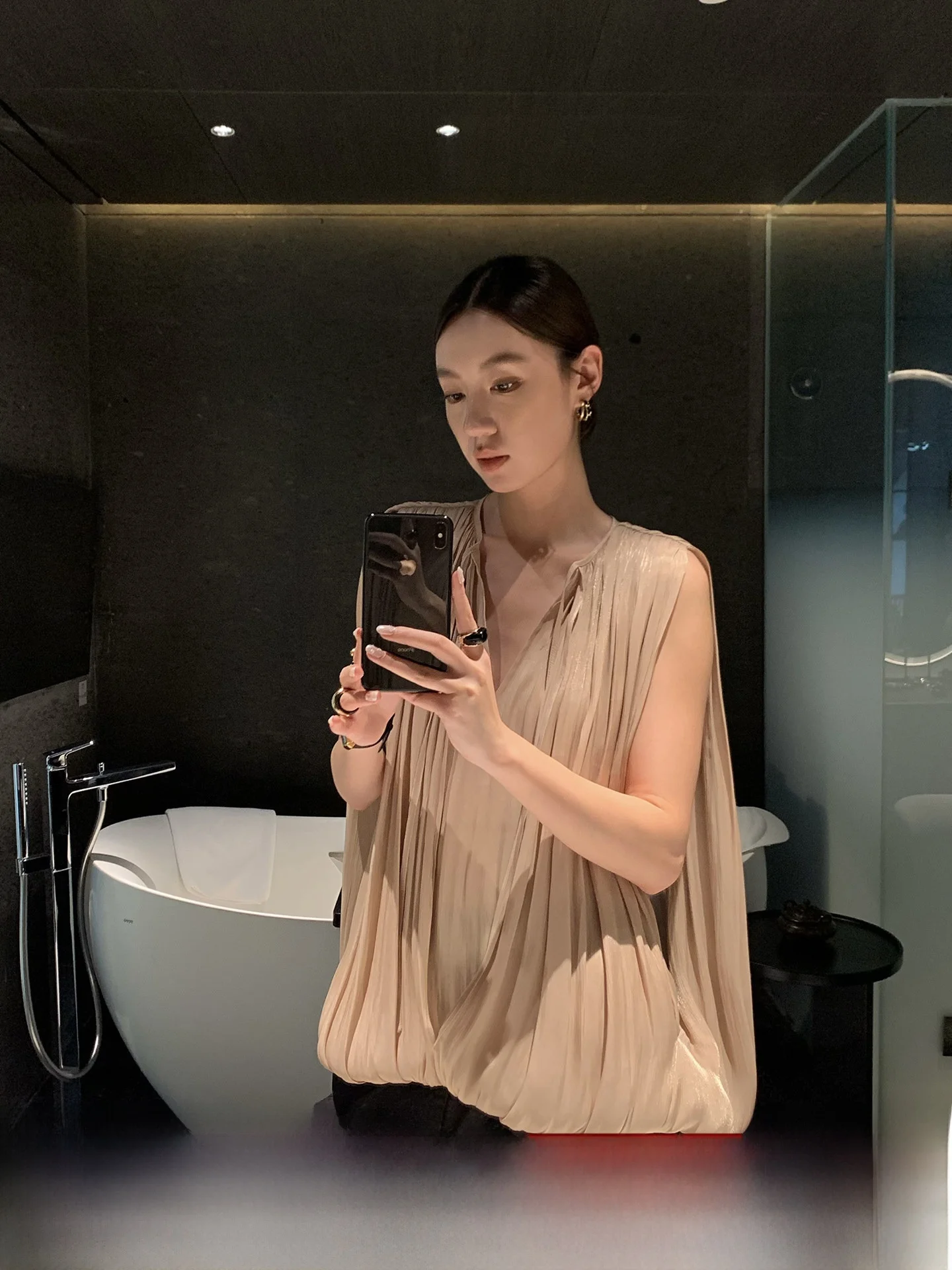 

Gakee Official Women's V-Ne Midi Dr Sun Protection Faionable Commute Top Summer New Sle Chiffon Material French Sl...