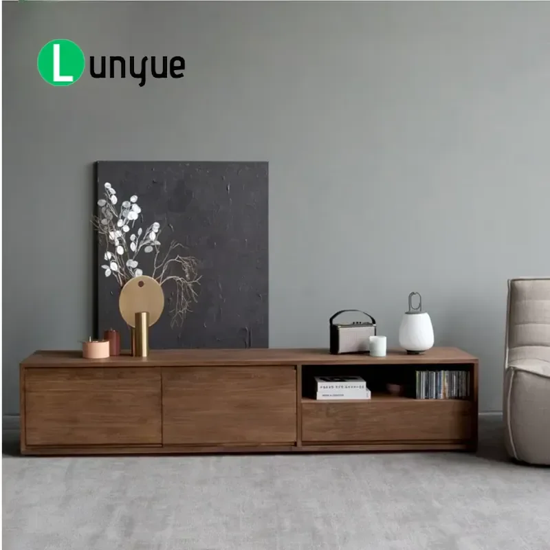 Modern Solid Wood TV Cabinet European Style Exquisite Appearance Ample Storage Space Stable Durable Furniture for Living Room