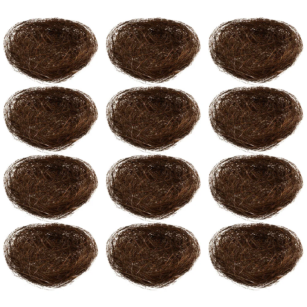 

12pcs Mini Artificial Bird Nest Simulated Bird Nest Ornaments Decorative Micro Landscape Props For Garden Photography Easter Dec