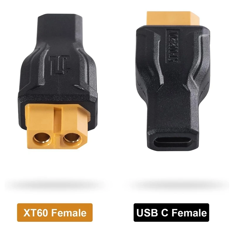 2 pces usb c para xt60 adaptador tipo-c para xt60 fêmea 100w 20v/5a conector de carregamento para modelo rc energia de armazenamento de energia