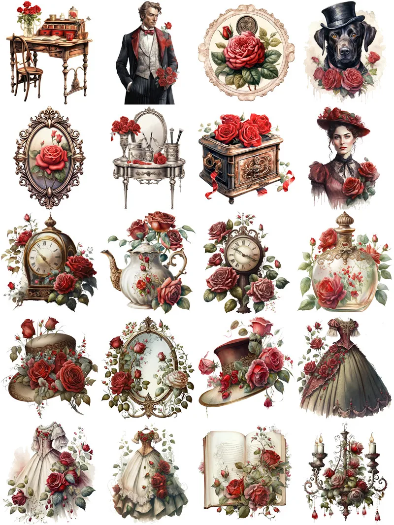 20Pcs/Pack Retro Victorian Era Sticker DIY Craft Scrapbooking Album Junk Journal Decorative Stickers