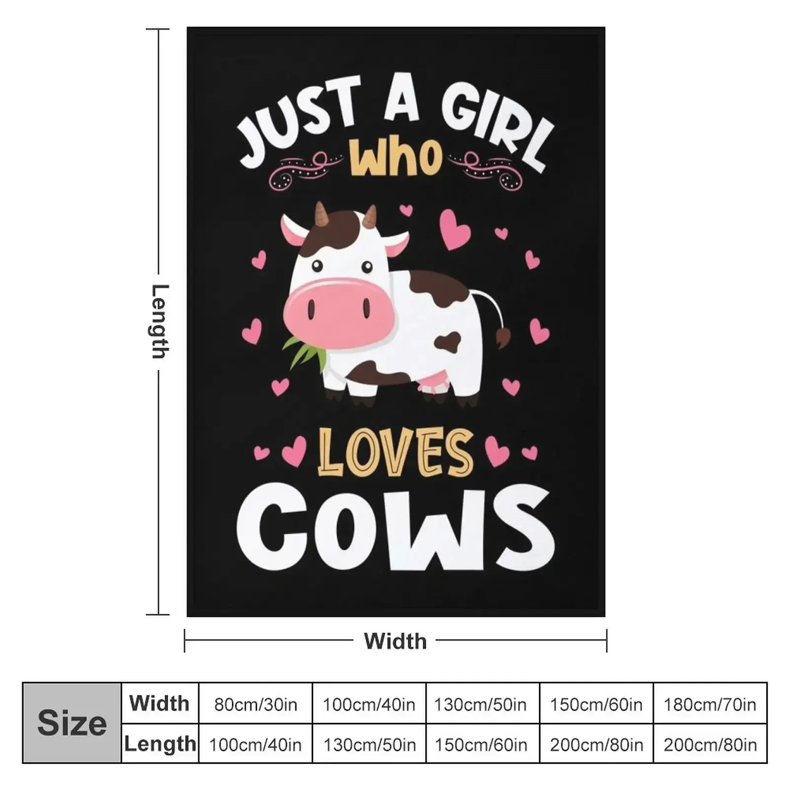 Just a Girl who Loves Cows Gift Throw Blanket Decorative Throw valentine gift ideas Blankets