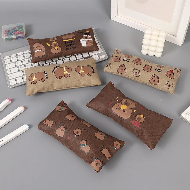 Cartoon Capybara Capybara Pencil Bag Multi-Functional Large Capacity Stationery Box Multi-Layered Oxford Stationery Organizer