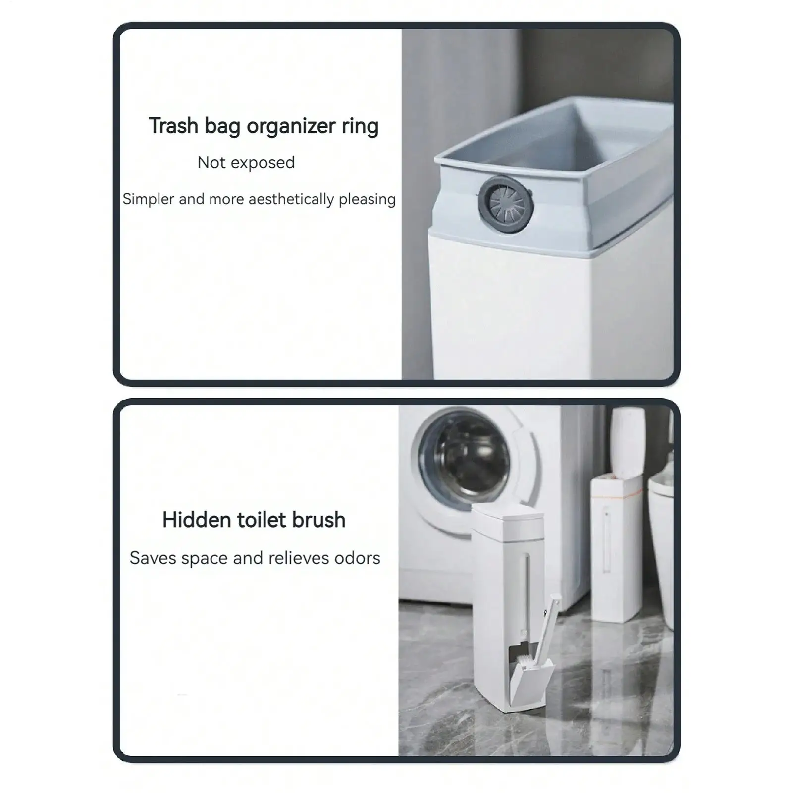

Мусорный бак для ванной комнаты, мусорный бак с крышкой и щеткой для унитаза, экономящий место, бытовой мусорный бак с крышкой для ванной комнаты, кухни ﻿
