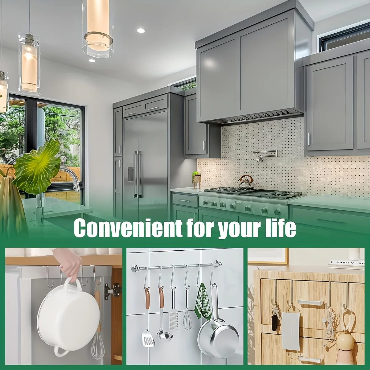 Stainless steel bedside cabinet door hook dormitory double hook bathroom kitchen hanger - view 5