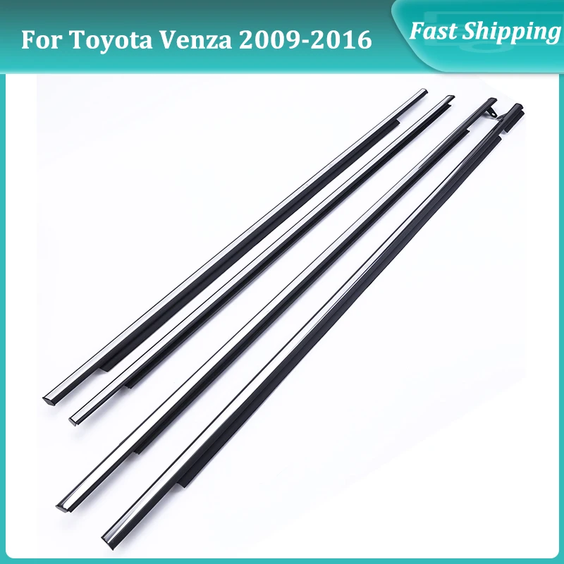 

4Pcs Car Door Molding Trims Door Belt Weatherstrip Compatible for Toyota Venza 2009-2016 Replaces 757120T010 75712-0T010