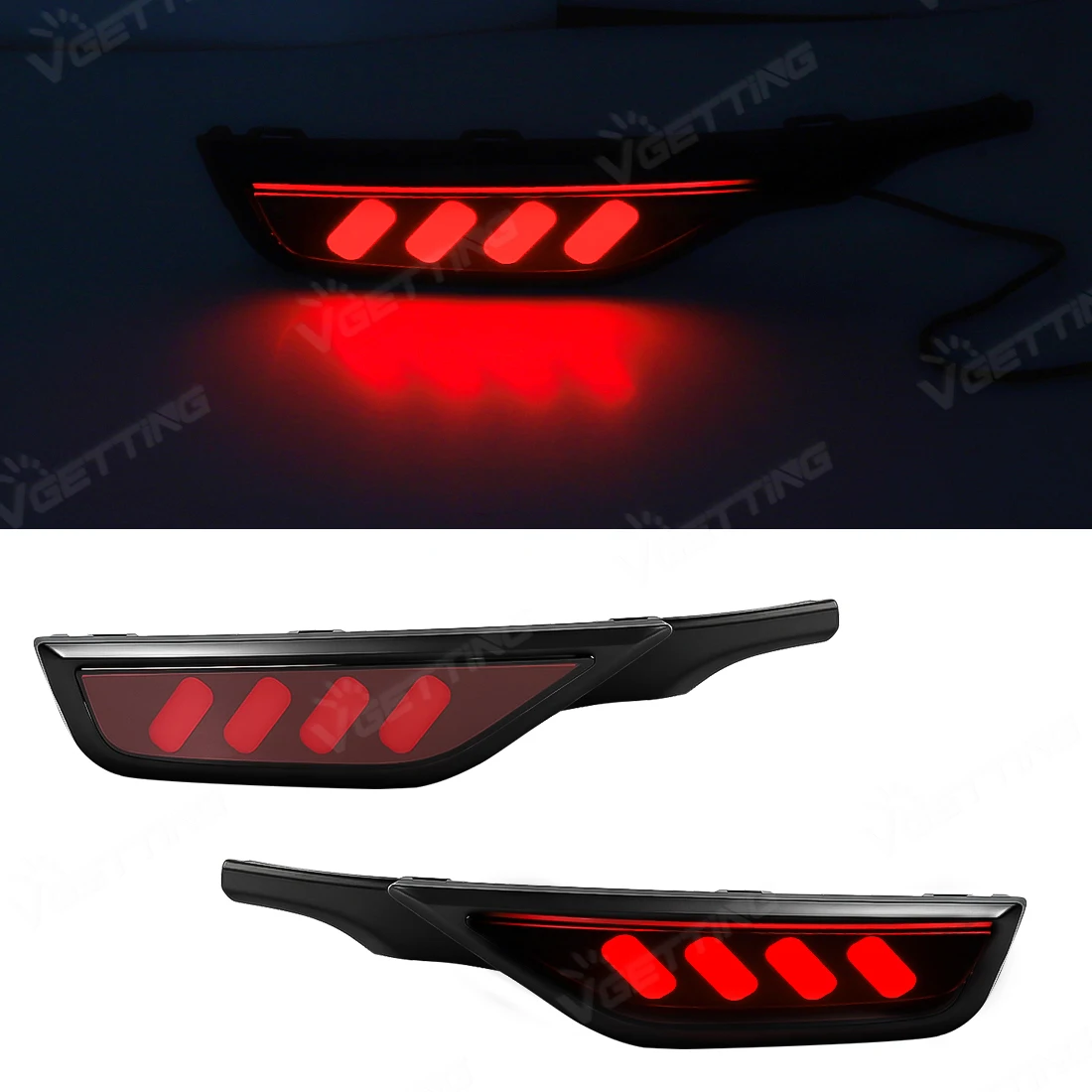 

For Honda Jazz Fit 2018 2019 2020 US Model LED Rear Bumper Reflector Light Red Turn Signal Light Brake Taillight Accessories 12V