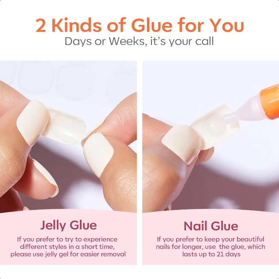 French Tip Pr On Nails Short Oval Fake Nails Pr Ons with Nail Glue Adhesive Tabs Nail File Prep Pad Manicure Stick 32Pcs 16 Siz