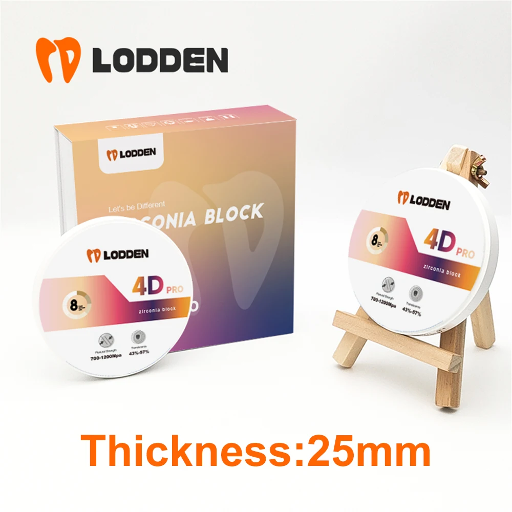 Lodden 4D Pro Multilayer Zirconia Blocks Discs Dental Lab Zirconium Blank Open System 98*25mm Translucence 43-57% Dentistry Tool