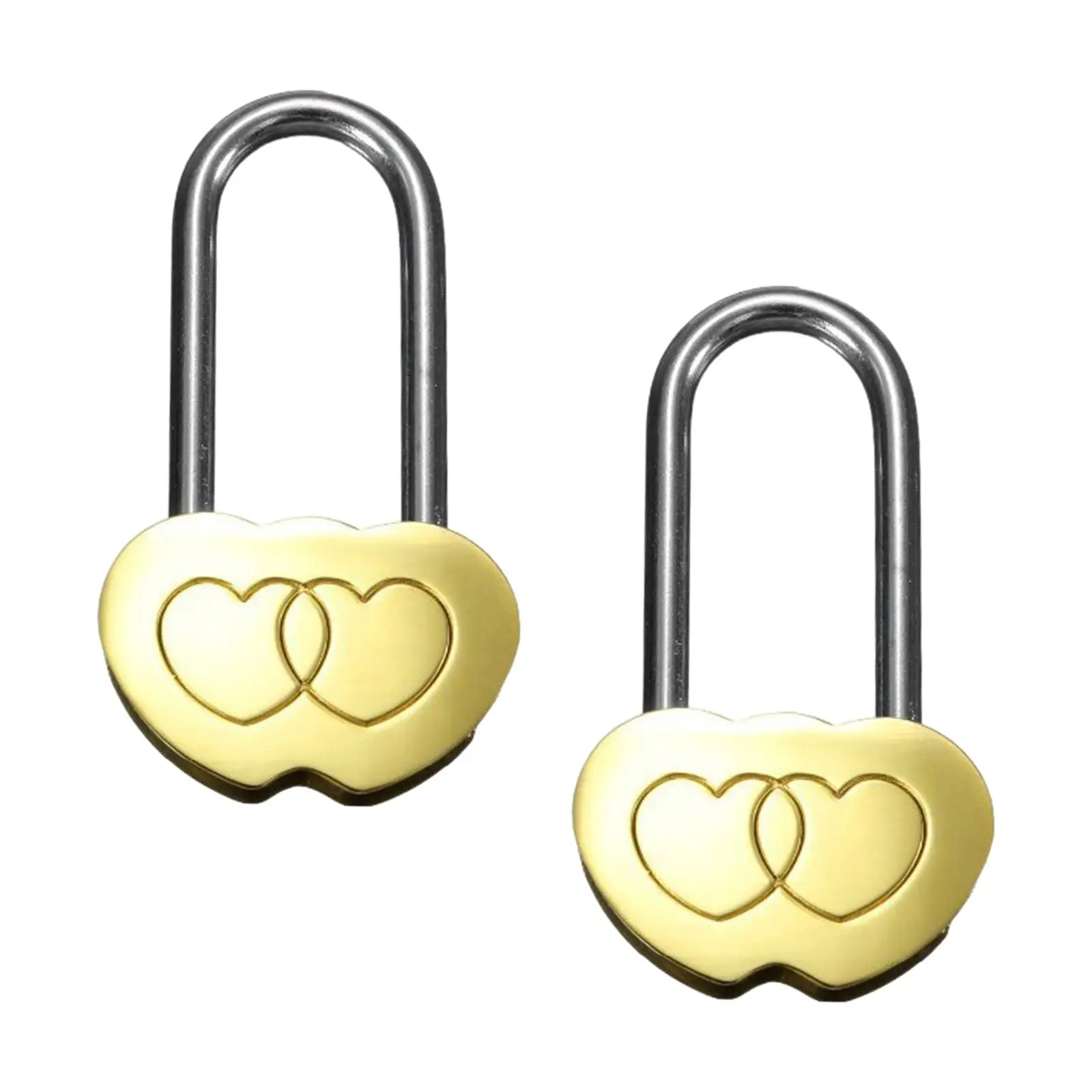 2x Engraved Double Heart Love Shape Lock Wish Lock Everlasting Love No Key Rustproof Romantic Padlock Heart Padlock for Bridge