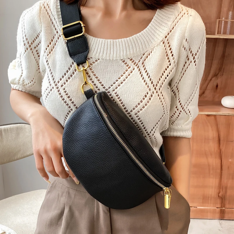 new-fashionable-women's-top-layer-cowhide-leather-crossbody-chest-bag-single-shoulder-sling-bag-stylish-mobile-phone-bag