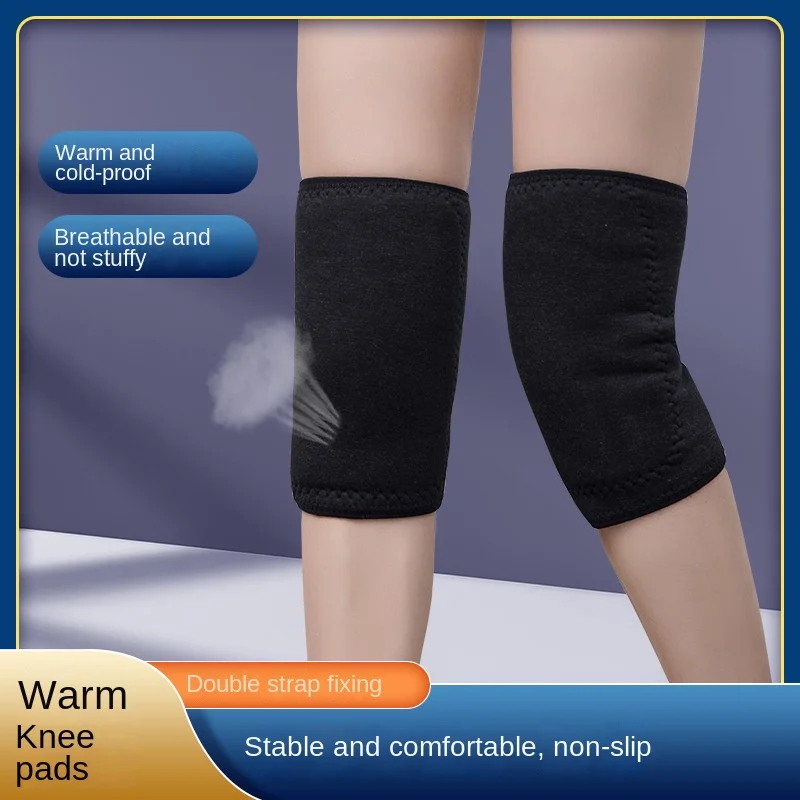 Warm knee protection thickened and plush double-layer composite Velcro style imitation lamb fleece riding knee protection