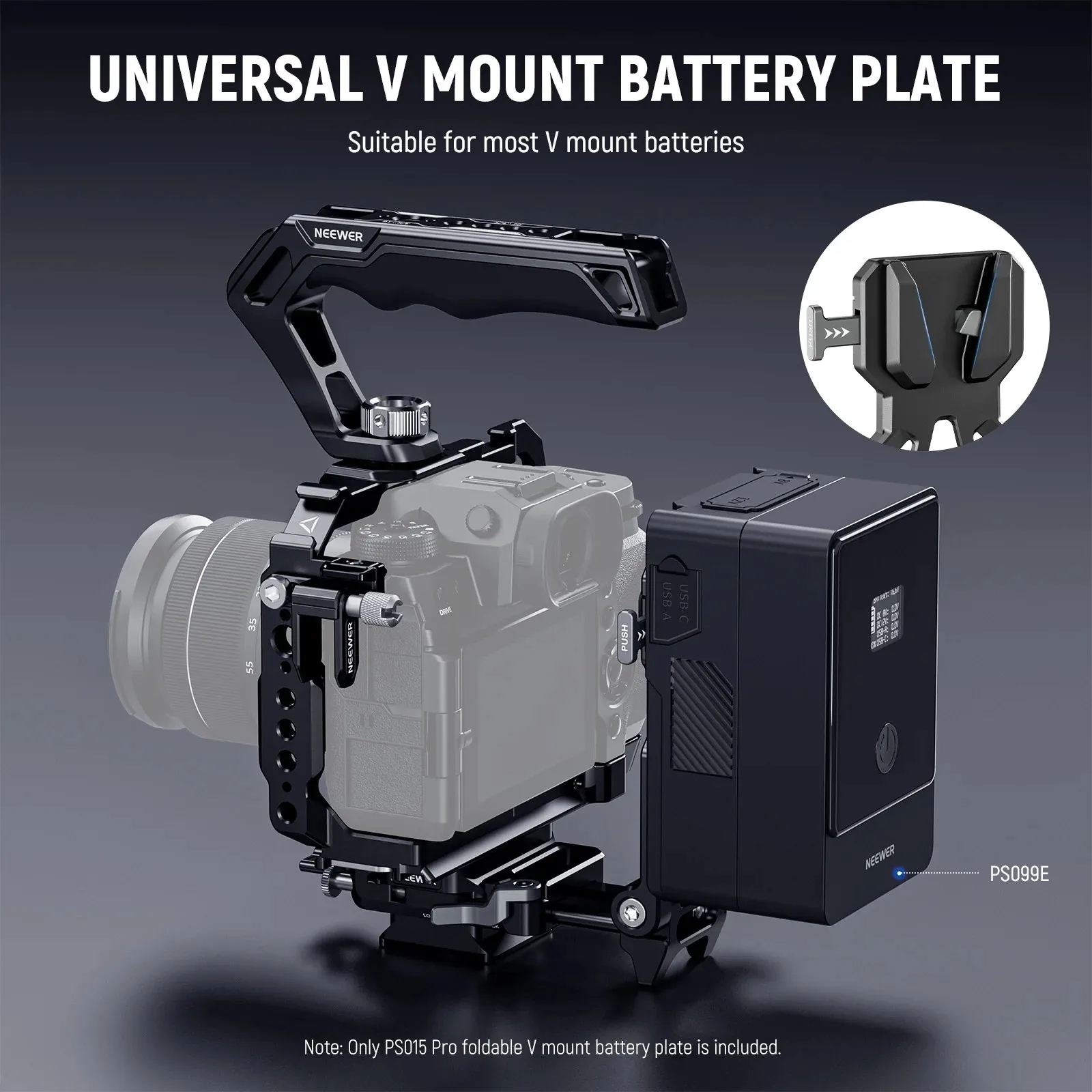 NEEWER PS015 Pro Składana płyta akumulatora V Mount z podstawą szybkiego montażu Arca 10106370 — zdjęcie produktu 2