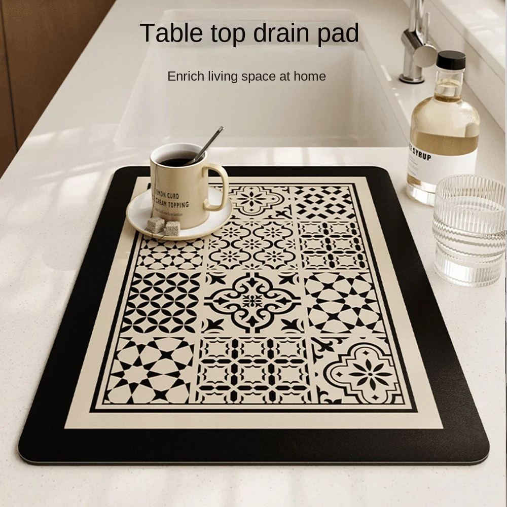 Modern Kitchen Rug Super Absorbent Drying Mat Coffee Machine Drain Pad Anti Slip Dining Table Carpet Dishes Tableware Placemat