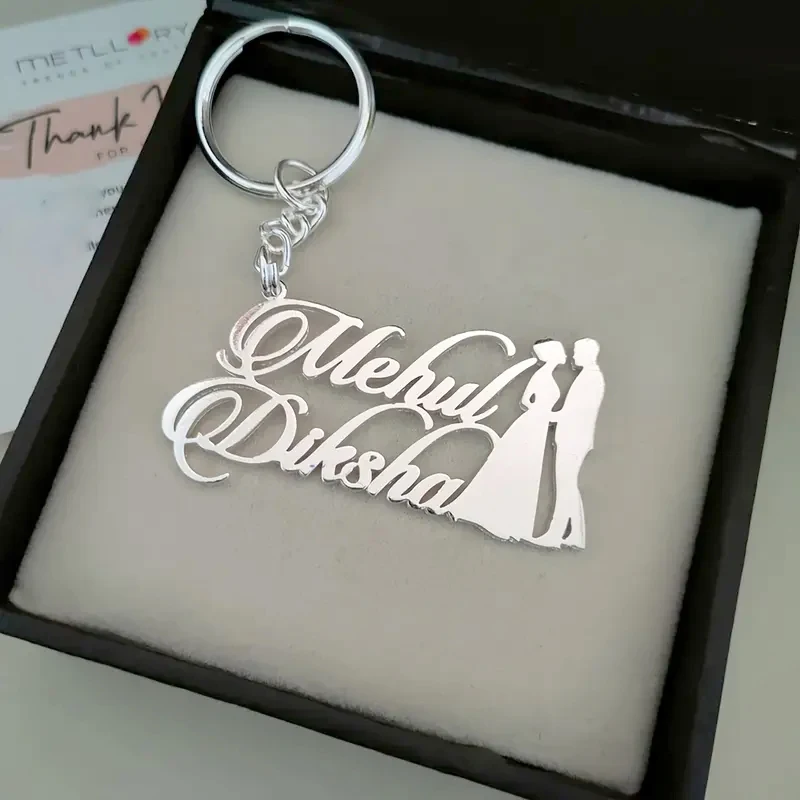 Custom Family Number Name Keychain Stainless Steel Personalized Nameplate Keyring For Man Women Birthday Christmas Gift