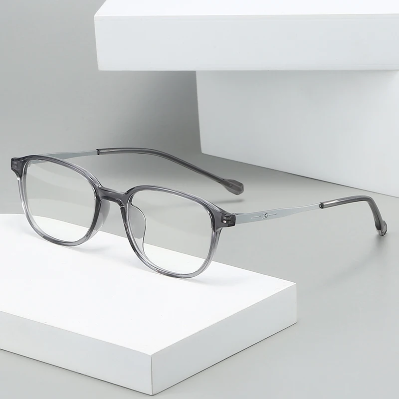 Bequemes, leichtes Brillengestell, ultraleichtes TR-Metall-Quadratrahmen, hochwertige optische Anti-Blaulicht-Brille