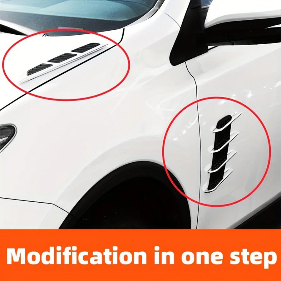 2PCS Shark Gills Simulated Car Air Vents Side Air Vents Fender Hood Decor Vent Door Trim Body Modification Premium Car Decals