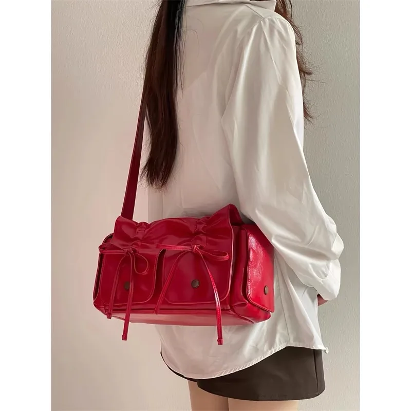 Trendy Bow Tie Y2K Tote Handbags and Purses Women Shoulder Crossbody Bags New Ladies Messenger Travel Bag High Quality