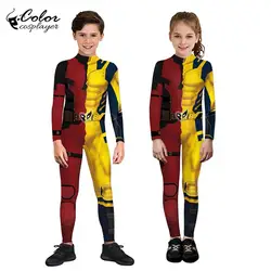 Kleur Cosplayer Film Held Kids Wolverine Kostuum Deadpool Jongen Meisje Cosplay Bodysuit Carnaval Halloween School Party Outfit