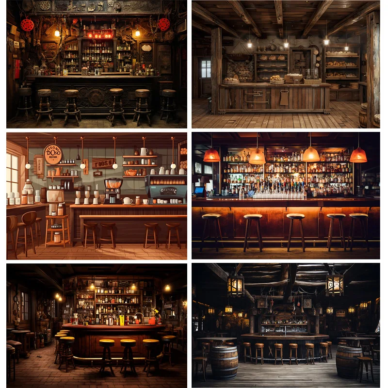 Antique library Old Tavern Barista Coffee Shop Bar Photography Backdrop Warm Medieval Inn Fantasy Photo Studio Background JG-01