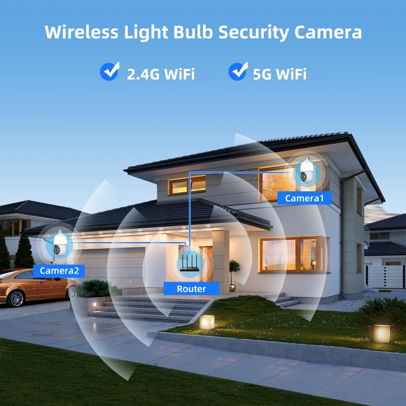 3MP 1296P iCsee APP  Full Color Wireless PTZ IP Dome Camera Wall Lamp Floodlight Wide Angle Home Security Intercom Baby Monitor