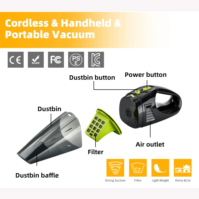 مكنسة كهربائية جديدة محمولة للسيارة الرطبة والجافة لعام 2025، مكنسة كهربائية محمولة عالية الطاقة وشحن لاسلكي للسيارة الصغيرة ثنائية الغرض #5