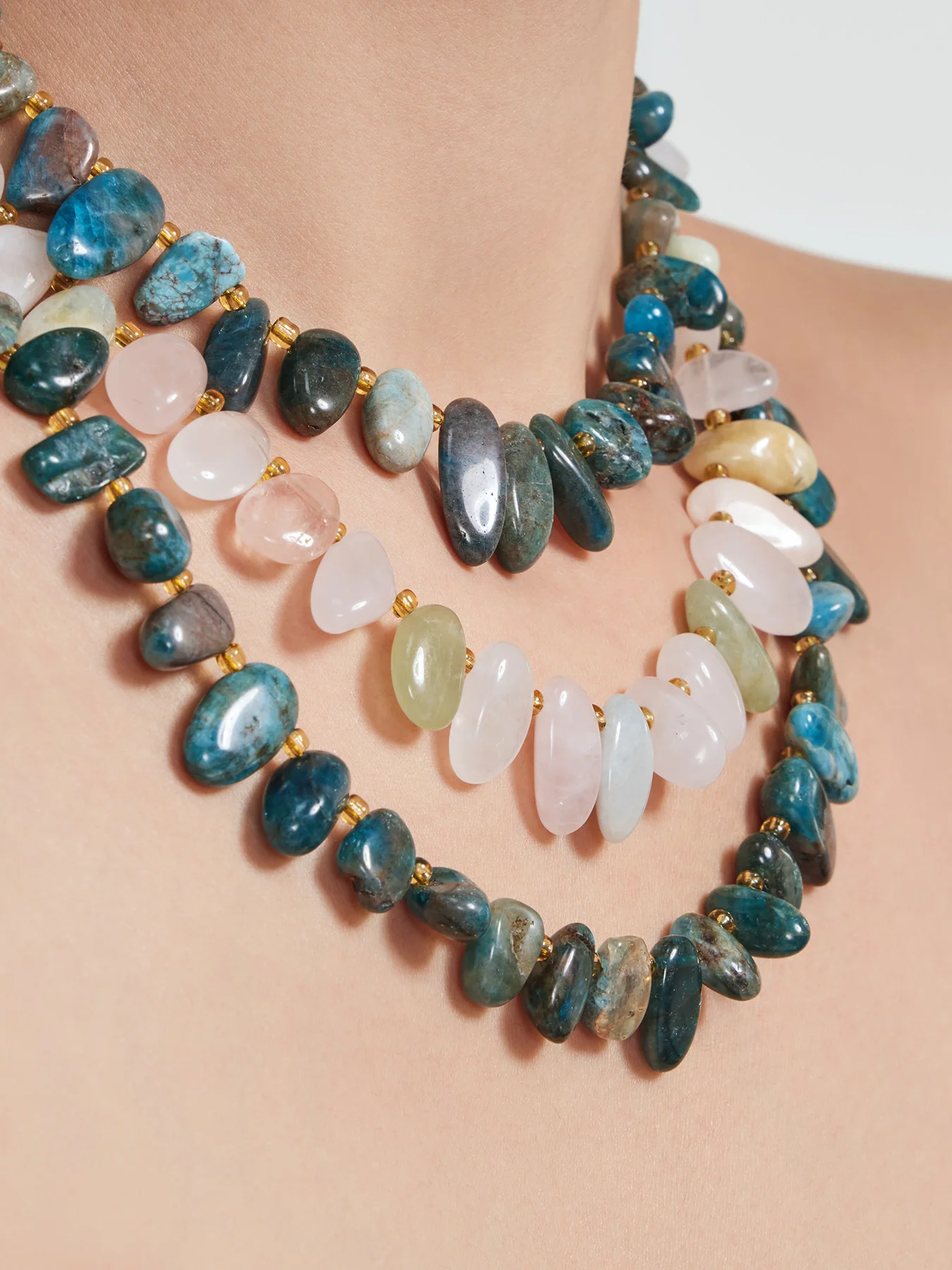Mehrfarbige Unregelmäßige Naturstein-Perlenkette Damen-Halsketten Edelstahl-Charm-Choker Bankett-Schmuck Großhandel – Detail 8
