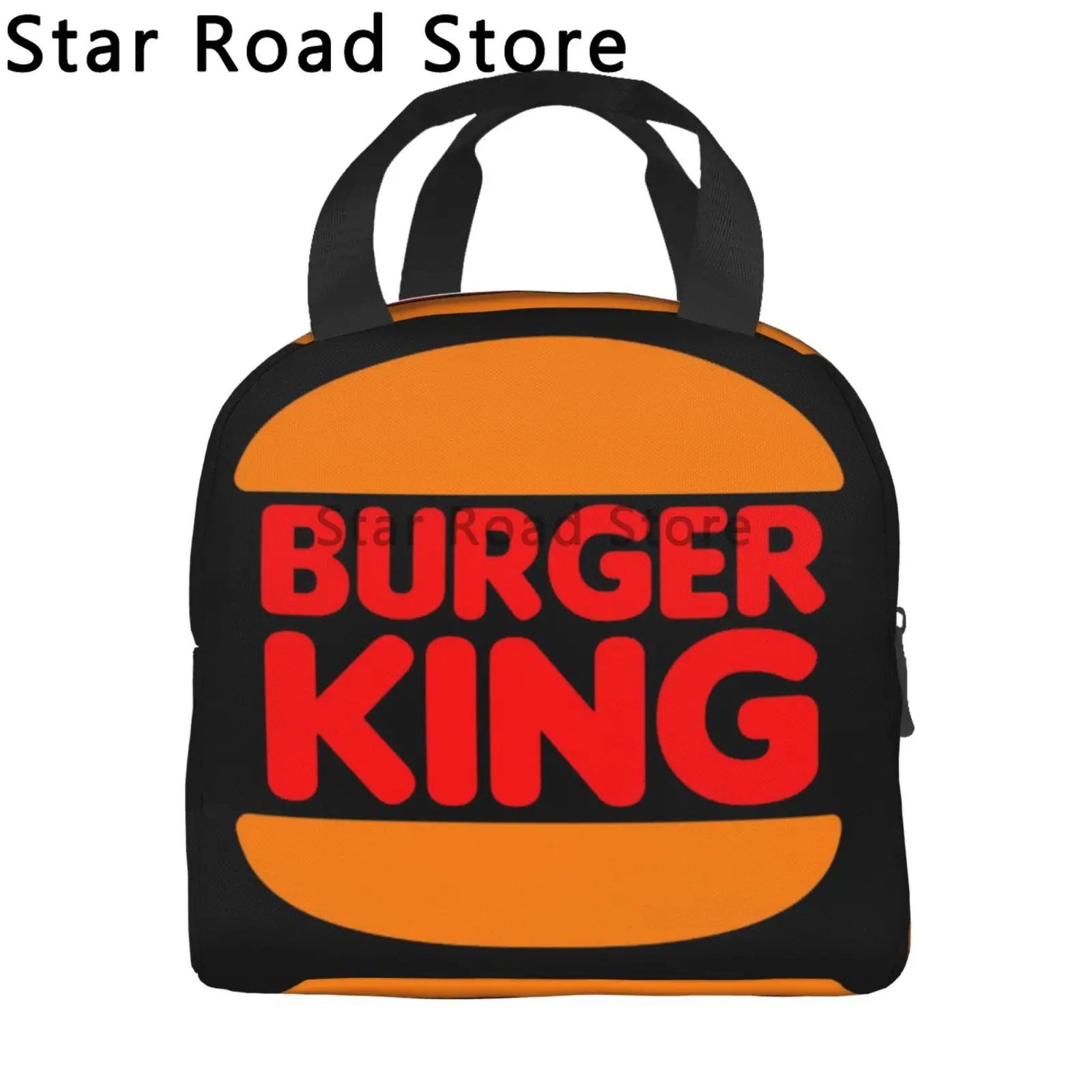 Funny Burger King Logo Adult Kid Lunch Bag Tote Bag Insulated Organizer Lunch Bag for Travel Hiking Picnic Beach School Office