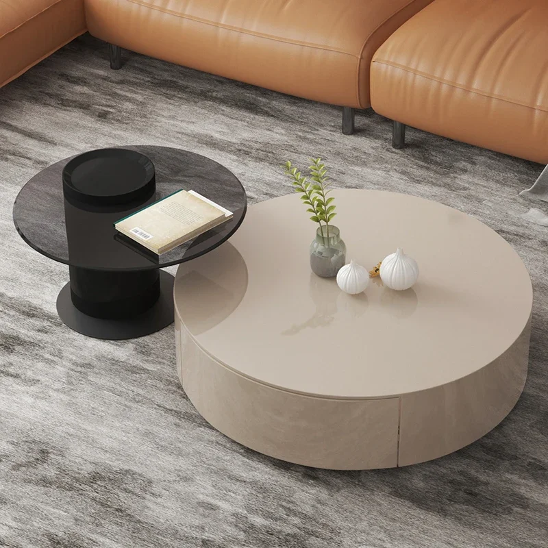# Nordic Minimalist Style Living Room Glass Side Table Combination Modern Light Luxury Small Apartment Round Coffee Table