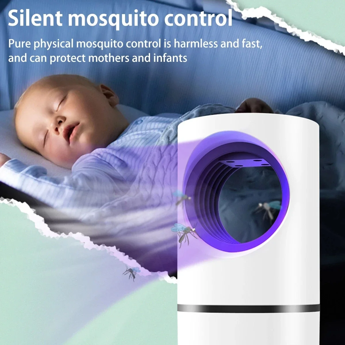 Xiaomi-trampa eléctrica portátil para mosquitos, lámpara antimosquitos con fuente de alimentación USB y adaptador, ventilador de succión para interiores