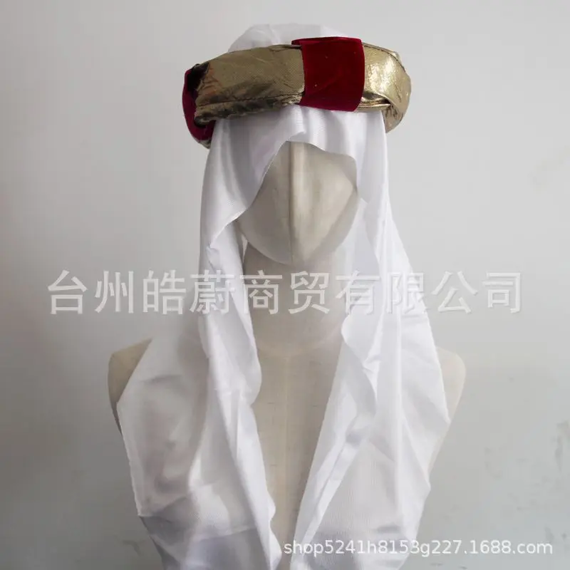 Costume da travestimento cappello arabo medio oriente Hijab bianco Dubai Prince copricapo cappello musulmano partito puntelli di Halloween