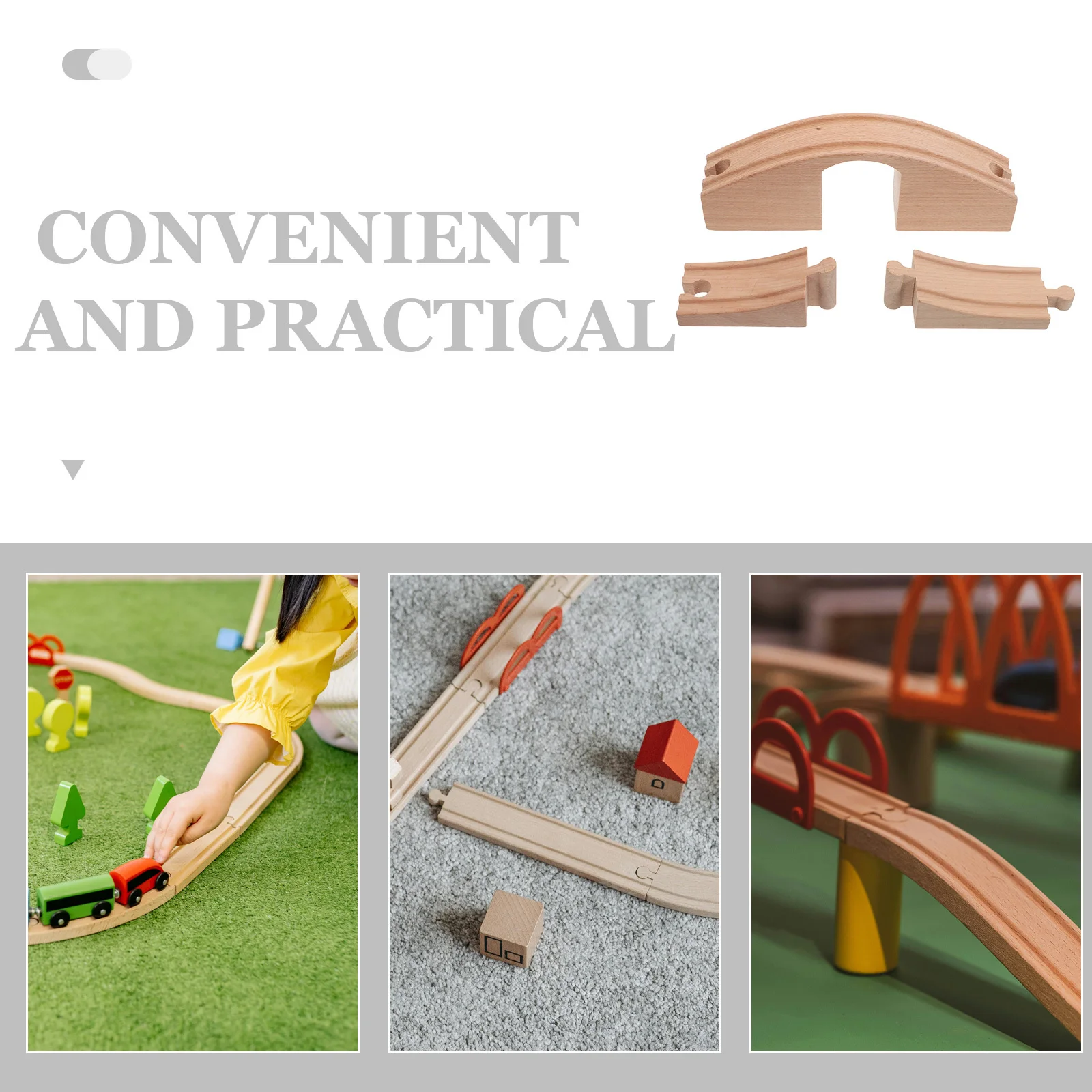 مجموعة توسيع مسار القطار الخشبي المتوافقة مع مكعبات بناء السكك الحديدية وموصلات الجسر ومسارات القطار ومجموعة لعب السكك الحديدية #2