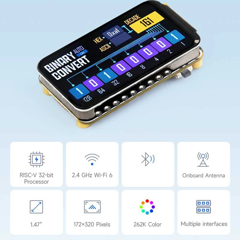 Плата разработки DN-ESP32-C6 с ST7789 1,47-дюймовым ЖК-дисплеем Wi-Fi6 LVGL HMI SD-порт и RGB-LED