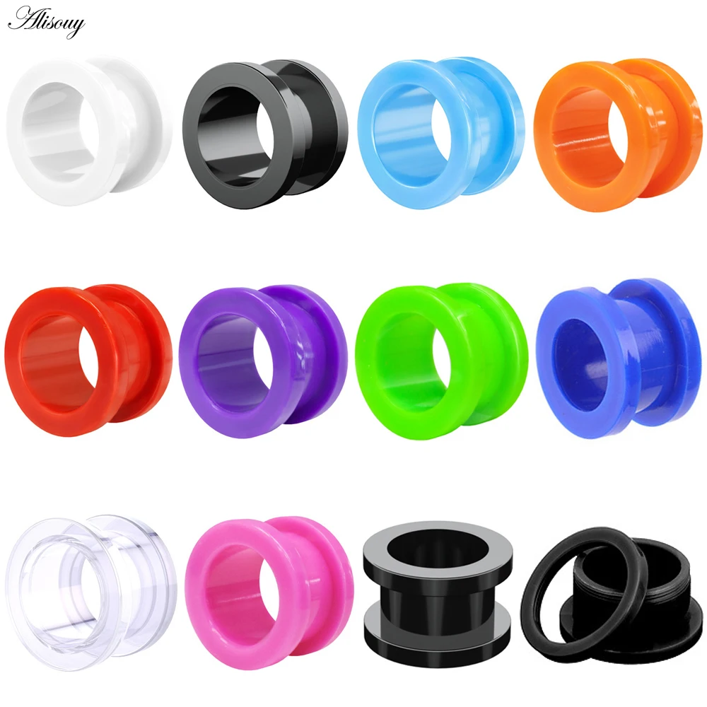 Alisouy 2 Pieces 3-16mm Gauges Colorful Acrylic Ear Plugs Tunnels Gauges Piercing Expander Body Jewelry Stretchers Ear Plugs