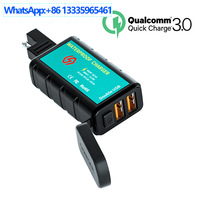 Cross-border motorcycle SAE plug to USB port mobile phone charger 12V dual QC3.0 square charger waterproof cover