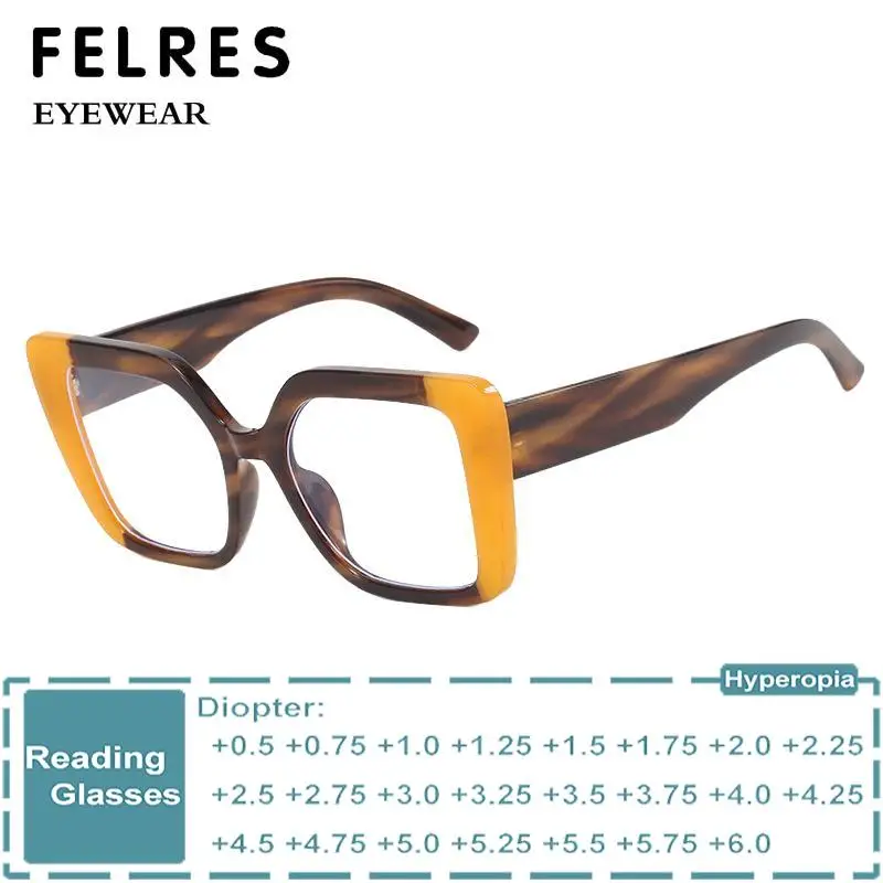 

Oversize Blue Light Blocking Reading Glasses Square Women Single Focus Presbyopic Glasse Clear Lens Glasses Prescription Glasses